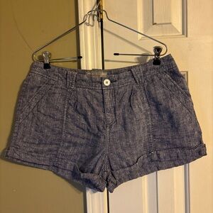 Free People Blue 100% Linen Shorts Relaxed Fit
